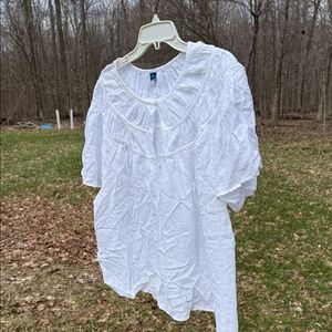 Old Navy White Peasant Blouse with Pintuck Yoke